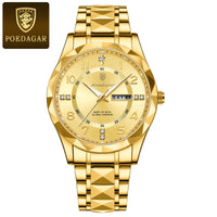 POEDAGAR Luxury Men’s Quartz Watch – Waterproof, Luminous, Date & Week, Steel Sports Reloj