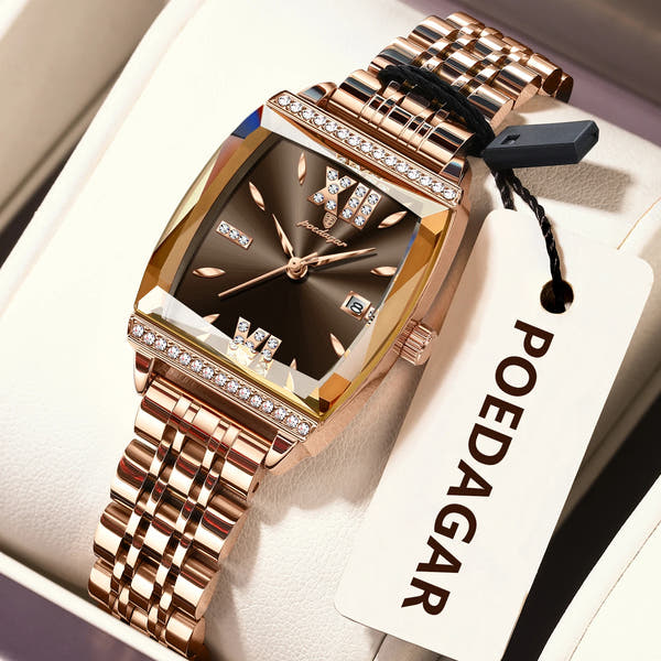POEDAGAR Luxury Diamond Women Watch Waterproof Stainless Steel Quartz reloj + Box
