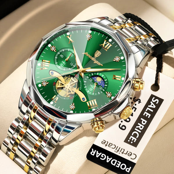 POEDAGAR Luxury Men’s Watch – Waterproof, Luminous, Chronograph, Steel Quartz Reloj