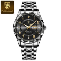 POEDAGAR Luxury Men’s Quartz Watch – Waterproof, Luminous, Date & Week, Steel Sports Reloj