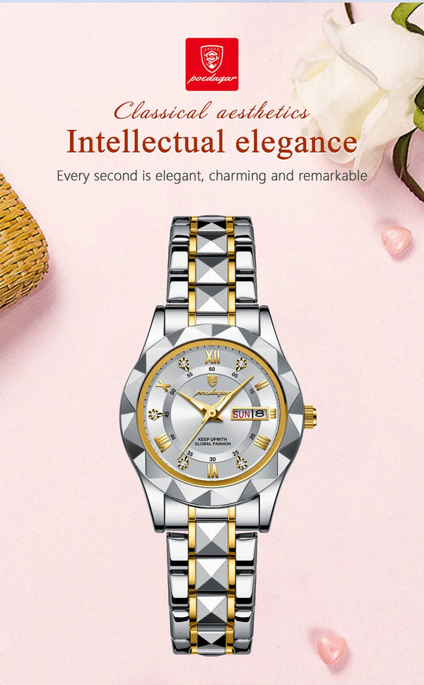 POEDAGAR Elegant Women Quartz Watch – Waterproof & Luminous Stainless Steel reloj + Box