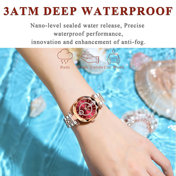 POEDAGAR Luxury Diamond Women Watch Waterproof Stainless Steel Quartz reloj+Box