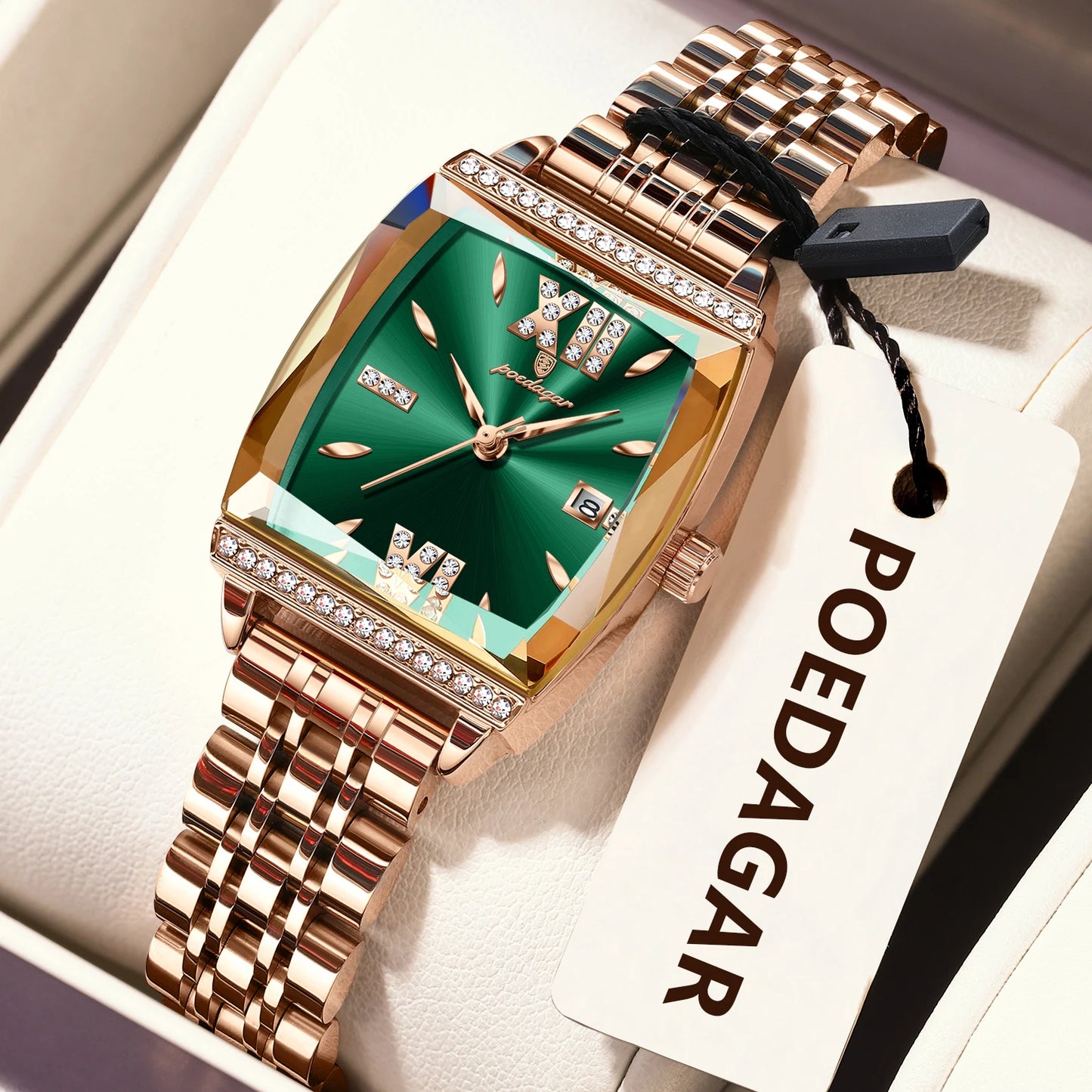 POEDAGAR Luxury Diamond Women Watch Waterproof Stainless Steel Quartz reloj + Box