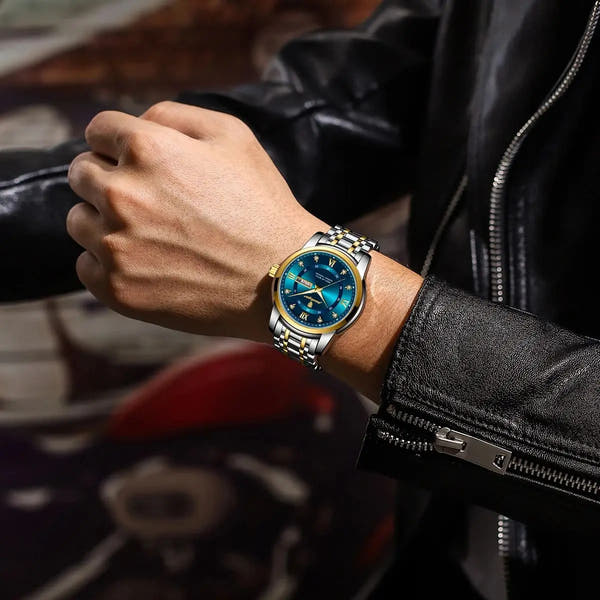 POEDAGAR Luxury Men’s Watch – Elegant, Waterproof, Luminous, Date & Week, Quartz Steel Sports Reloj