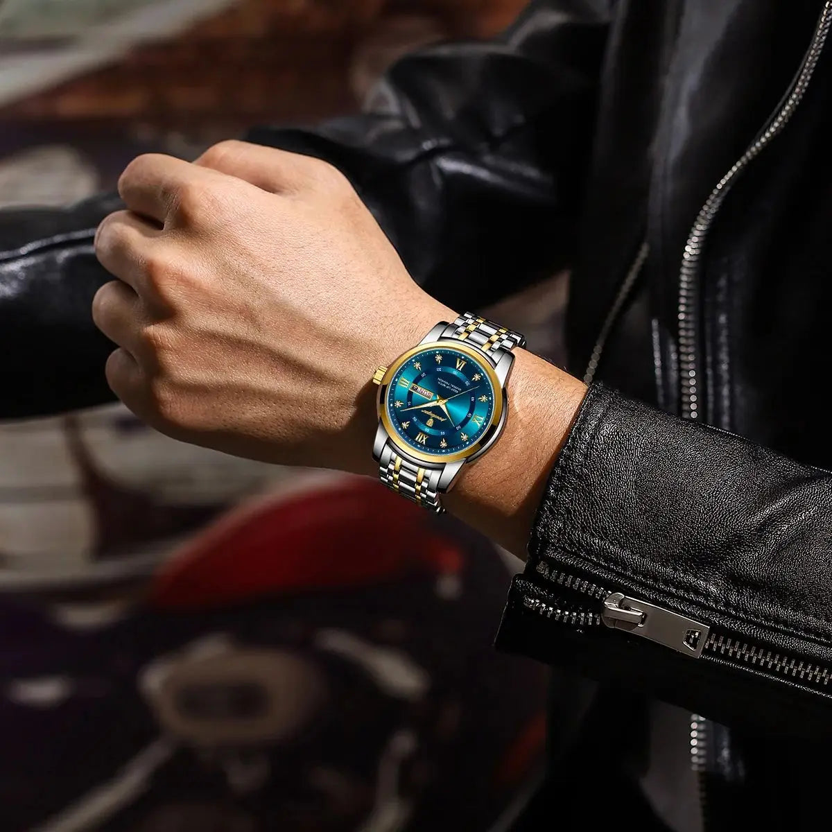 POEDAGAR Luxury Men’s Watch – Elegant, Waterproof, Luminous, Date & Week, Quartz Steel Sports Reloj