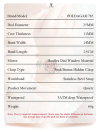 POEDAGAR Elegant Women Watch Waterproof Rectangle Quartz Stainless Steel Date Ladies Reloj