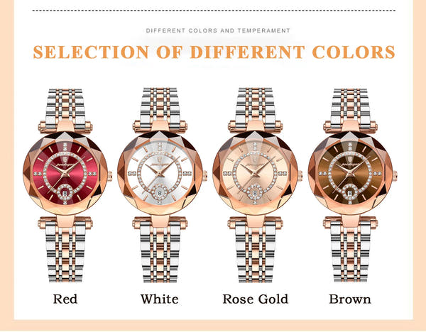 POEDAGAR Luxury Diamond Women Watch Waterproof Stainless Steel Quartz reloj+Box