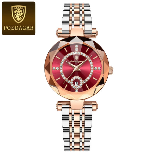 POEDAGAR Luxury Diamond Women Watch Waterproof Stainless Steel Quartz reloj+Box