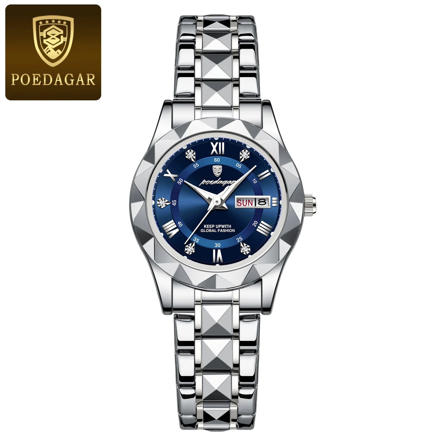 POEDAGAR Elegant Women Quartz Watch – Waterproof & Luminous Stainless Steel reloj + Box