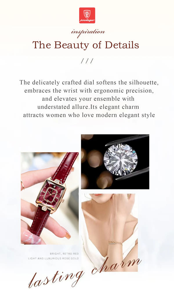 POEDAGAR High-Quality Luxury Women Watch Waterproof Leather Quartz reloj + Box