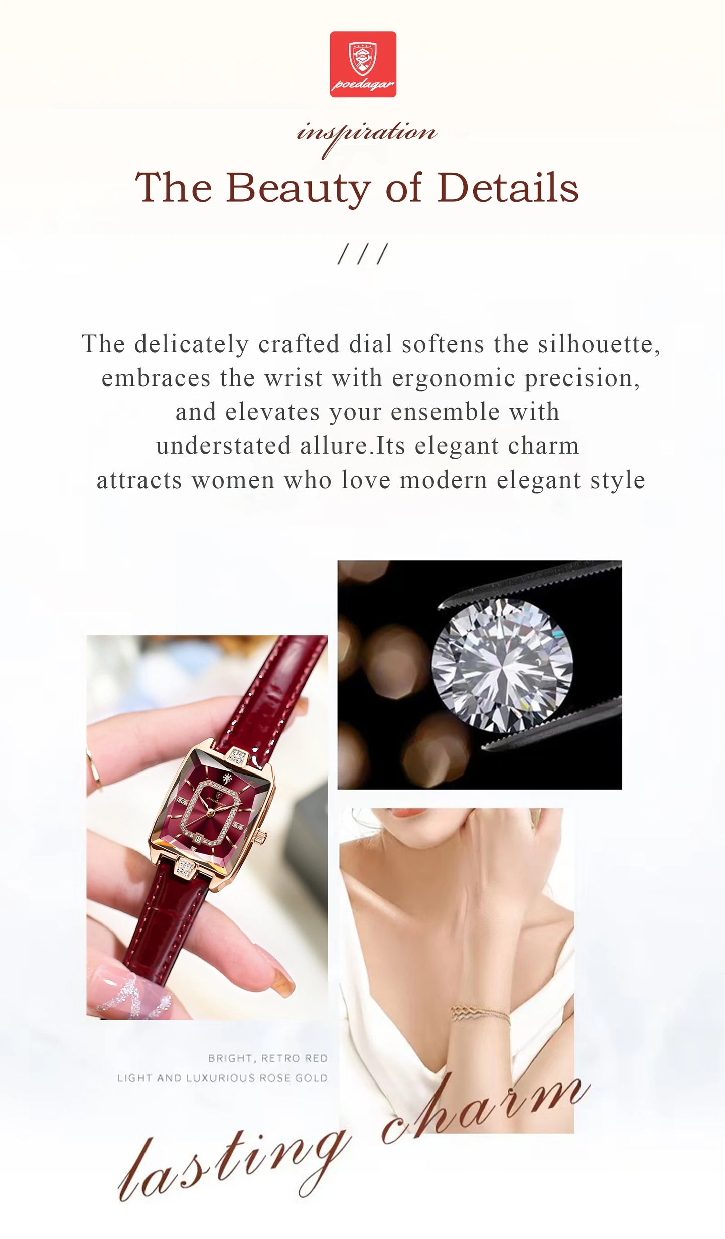 POEDAGAR High-Quality Luxury Women Watch Waterproof Leather Quartz reloj + Box