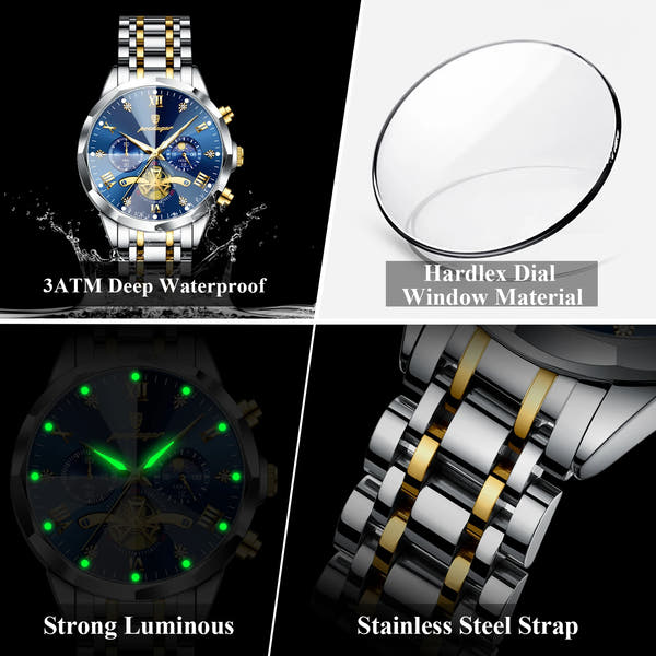 POEDAGAR Luxury Men’s Watch – Waterproof, Luminous, Chronograph, Steel Quartz Reloj