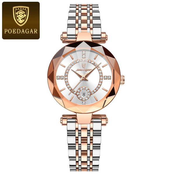 POEDAGAR Luxury Diamond Women Watch Waterproof Stainless Steel Quartz reloj+Box