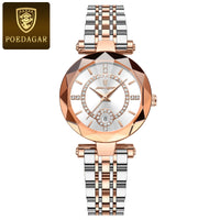 POEDAGAR Luxury Diamond Women Watch Waterproof Stainless Steel Quartz reloj+Box