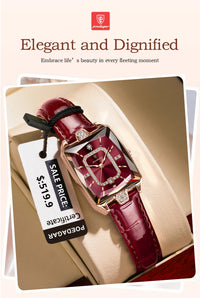 POEDAGAR High-Quality Luxury Women Watch Waterproof Leather Quartz reloj + Box