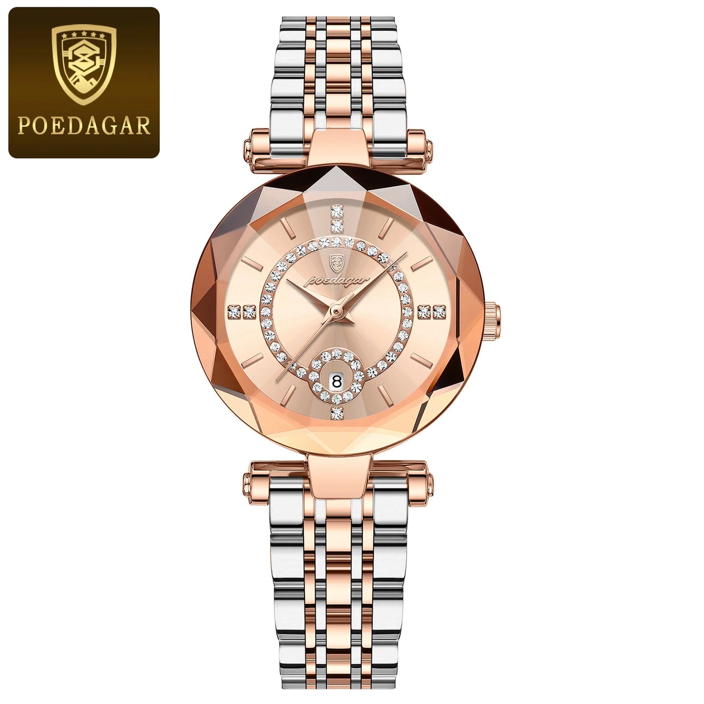 POEDAGAR Luxury Diamond Women Watch Waterproof Stainless Steel Quartz reloj+Box