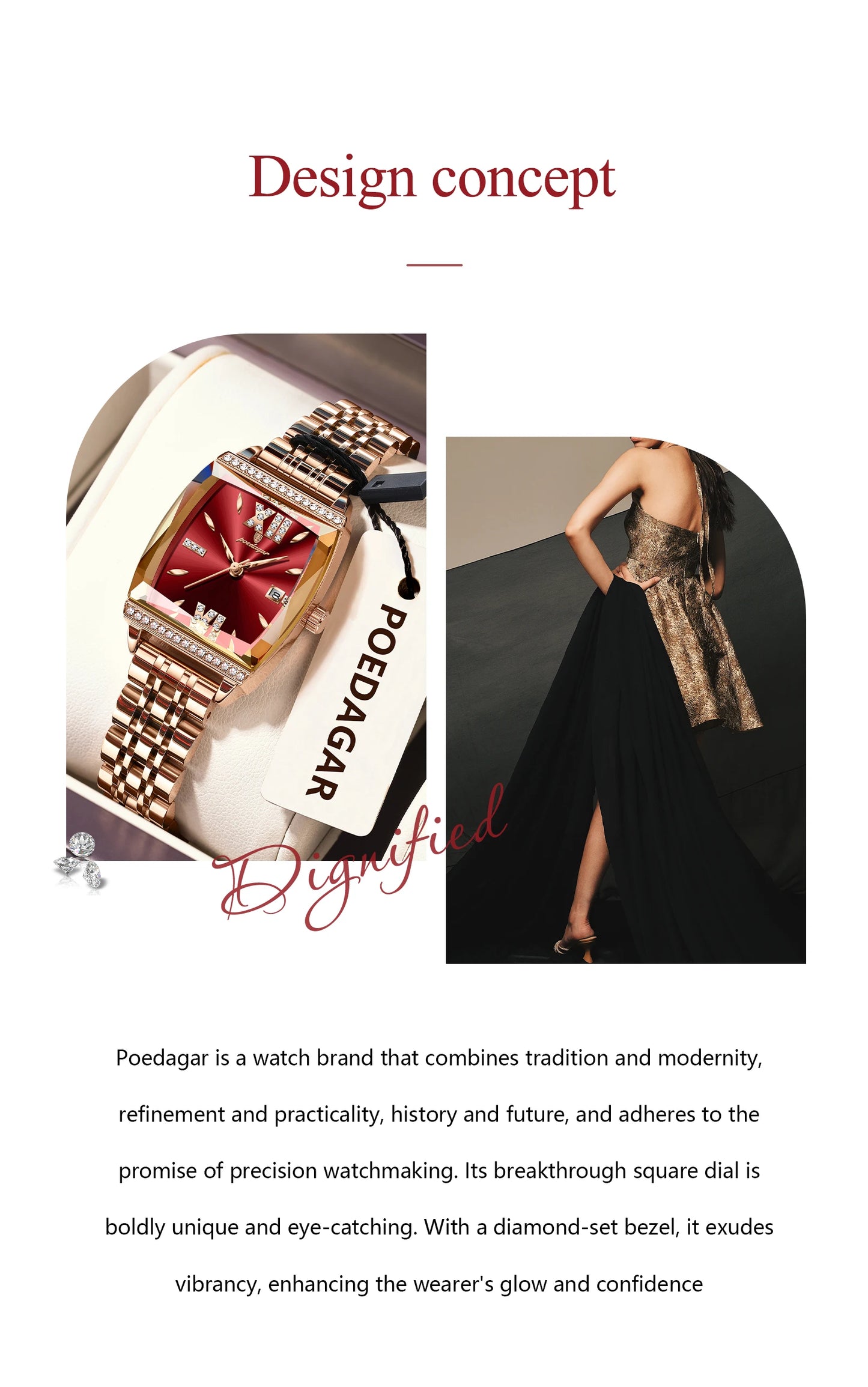 POEDAGAR Luxury Diamond Women Watch Waterproof Stainless Steel Quartz reloj + Box