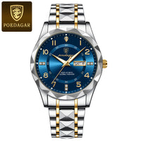 POEDAGAR Luxury Men’s Quartz Watch – Waterproof, Luminous, Date & Week, Steel Sports Reloj