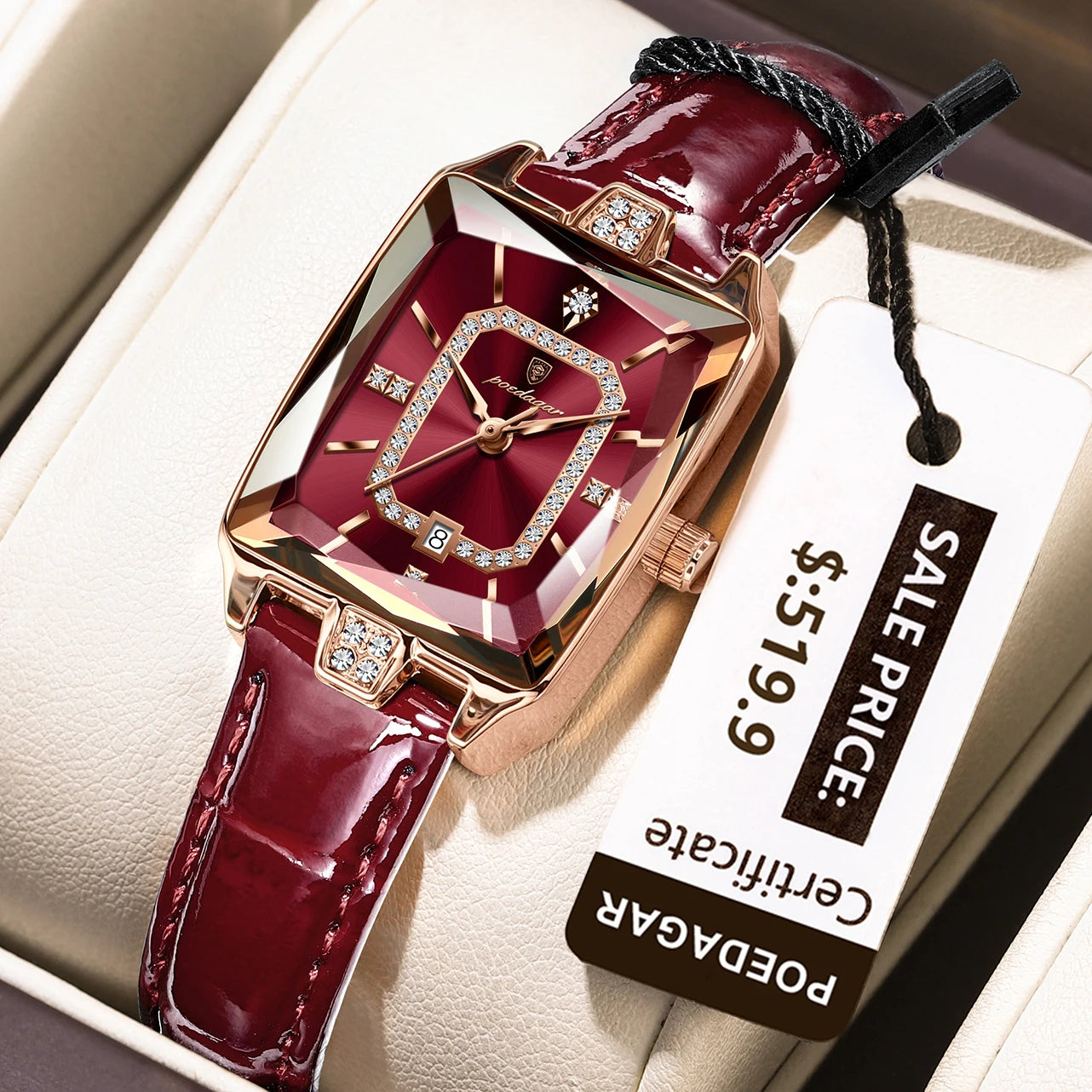POEDAGAR High-Quality Luxury Women Watch Waterproof Leather Quartz reloj + Box