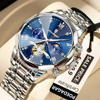 POEDAGAR Luxury Men’s Watch – Waterproof, Luminous, Chronograph, Steel Quartz Reloj