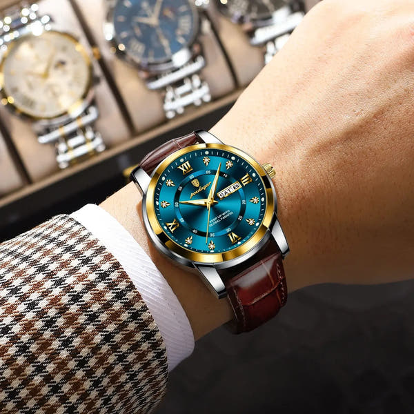 POEDAGAR Men’s Luxury Quartz – Week & Date Elegance