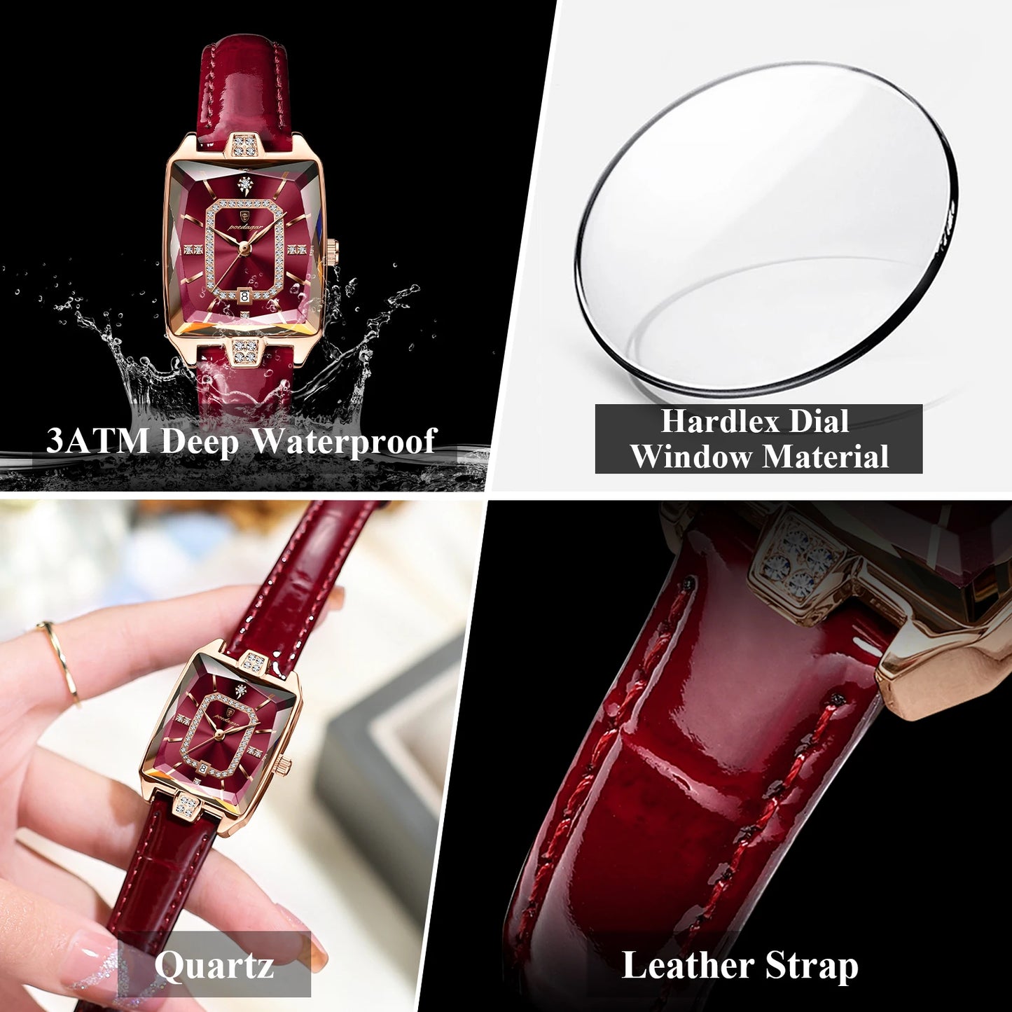 POEDAGAR High-Quality Luxury Women Watch Waterproof Leather Quartz reloj + Box