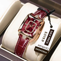 POEDAGAR High-Quality Luxury Women Watch Waterproof Leather Quartz reloj + Box