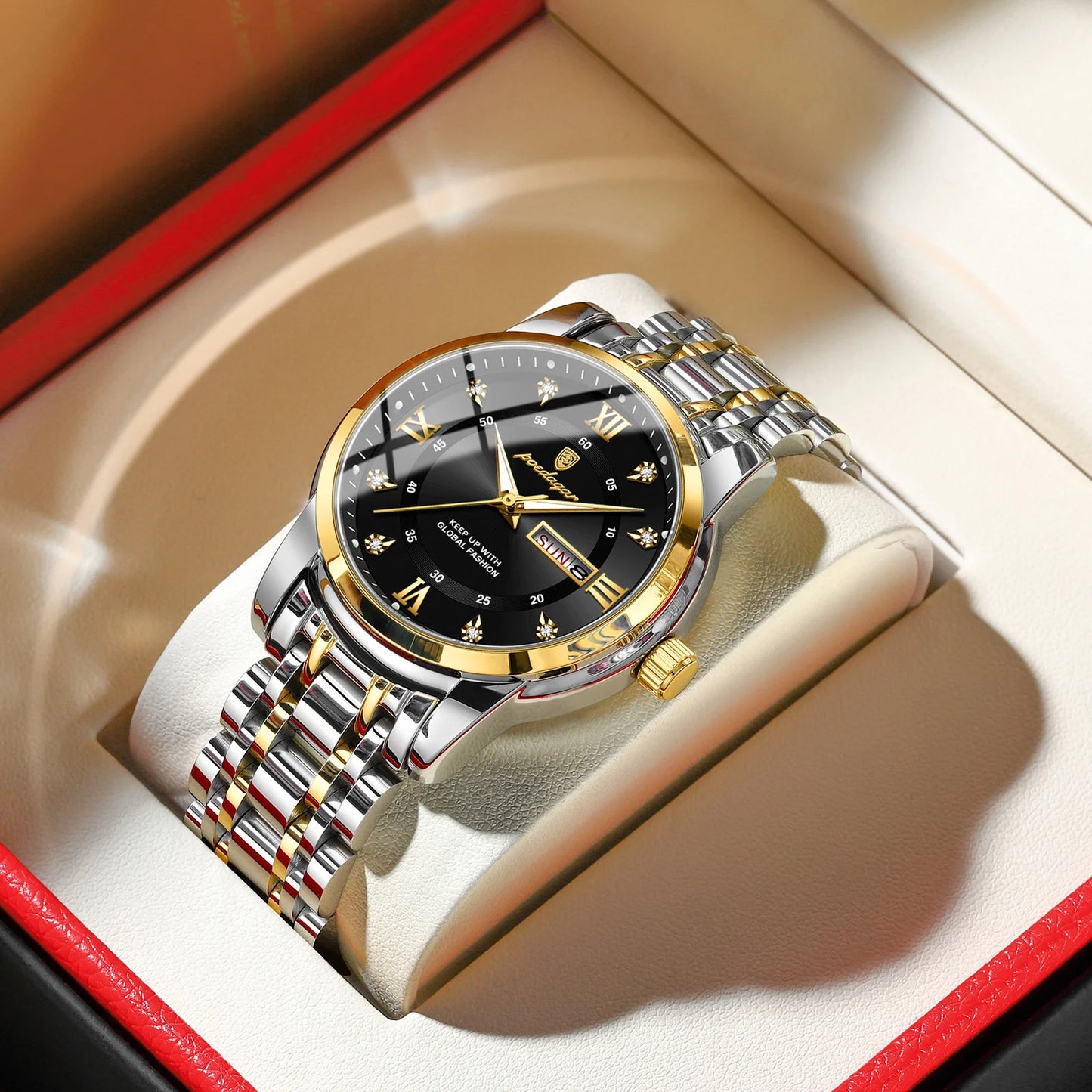 POEDAGAR Luxury Men’s Watch – Elegant, Waterproof, Luminous, Date & Week, Quartz Steel Sports Reloj