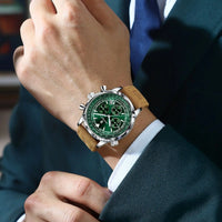 POEDAGAR Luxury Men’s Watch – Military Style, Quartz, Waterproof, Luminous, Date & Chronograph, Leather